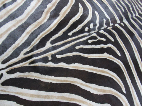 Genuine Zebra Cowhide Rug (both inner and outer stripes are brown) Size: 7 1/4x6 feet O-1016