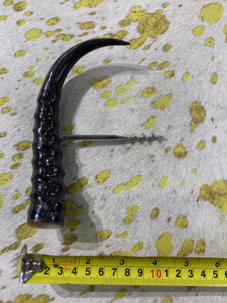 1 Springbok Horn Cork Screw, Wine Bottle Opener - Average Size: 7 inches long