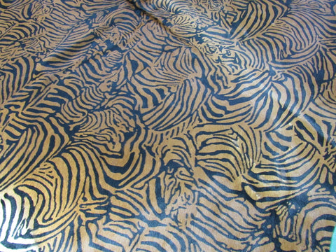 Brown Cowhide Rug with Zebra Pattern (veggie tanned) Size: 6x5 1/4 feet M-1028