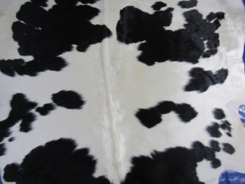 Black & White Cowhide Rug (longish hair/ shiny healthy fur) Size: 7x6.2 feet C-1769