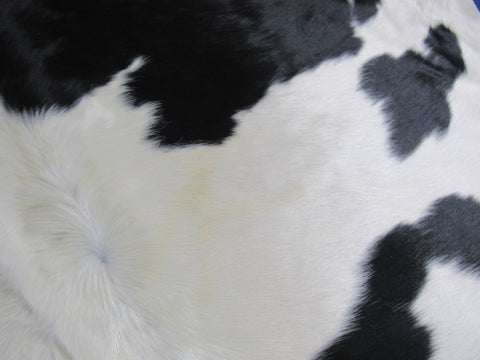 Black & White Cowhide Rug (longish hair/ shiny healthy fur) Size: 7x6.2 feet C-1769