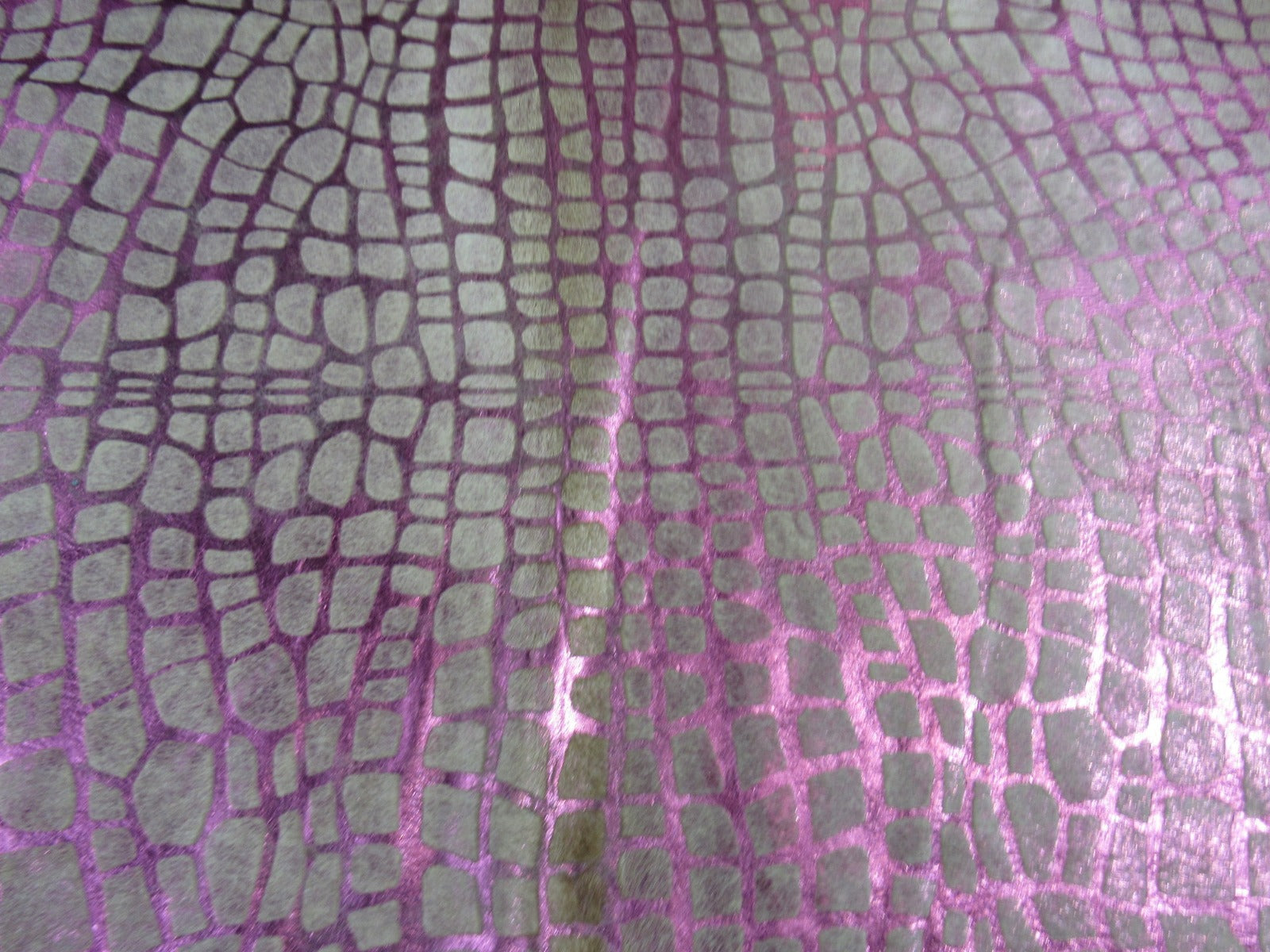 Pink Metallic Crocodile Pattern Cowhide Rug Size: 7.5x5.5 feet O-292