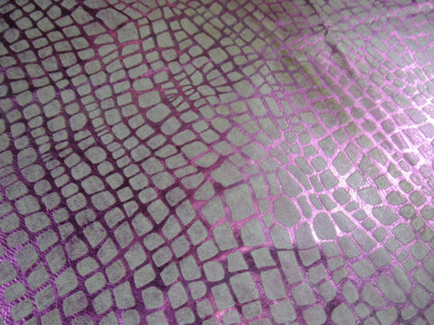 Pink Metallic Crocodile Pattern Cowhide Rug Size: 7.5x5.5 feet O-292