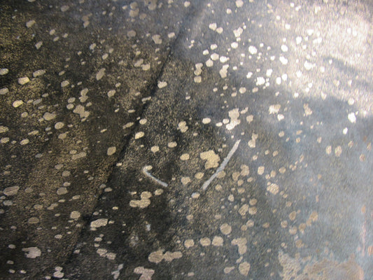 Rose Gold Metallic Cowhide Rug on Natural Grey Cowhide Rug Size: 8x6.5 feet O-296
