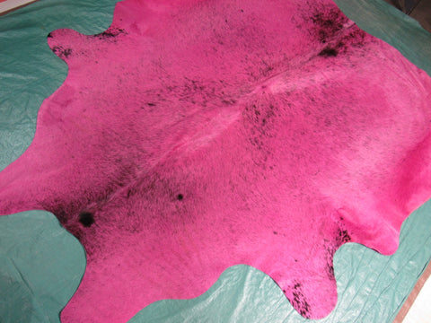 Salt & Pepper Cowhide Rug Dyed Pink - Size: 7 1/2' x 7 1/4' M-1053