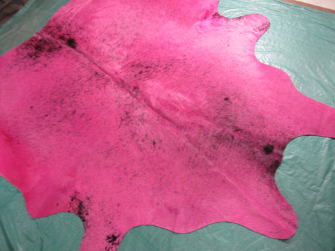 Salt & Pepper Cowhide Rug Dyed Pink - Size: 7 1/2' x 7 1/4' M-1053