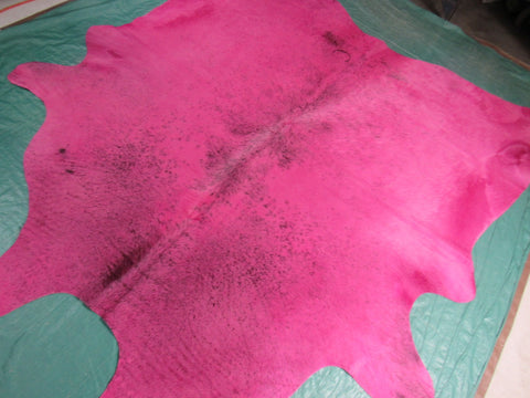 Light Salt & Pepper Dyed Pink Cowhide Rug - Size: 7' x 7' M-1057