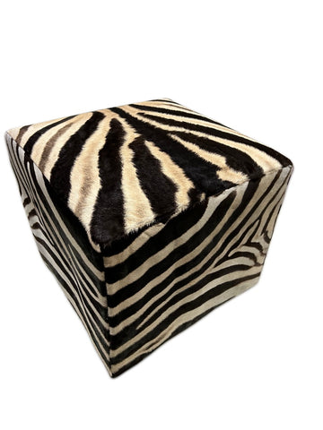 4th Real Zebra Skin Cube Ottoman 18 H X 20 X 20"