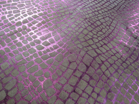 Pink Metallic Crocodile Print Cowhide Rug Size: 7 3/4x5 1/2 feet M-1070