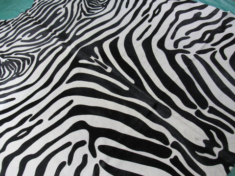 Upholstery Zebra Print Cowhide Rug (huge and gorgeous) Size: 8x6.5 feet C-1556