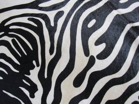 Upholstery Zebra Print Cowhide Rug (background is beige, huge and GORGEOUS!) Size: 8x6 1/4 feet C-1557