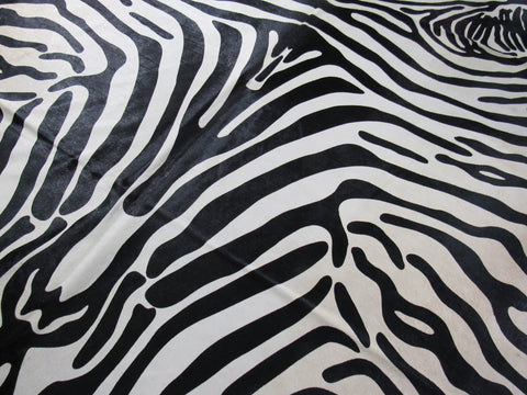 Upholstery Zebra Print Cowhide Rug (background is beige, huge and GORGEOUS!) Size: 8x6 1/4 feet C-1557