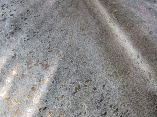 Bronze Metallic Acid Washed Grey Cowhide Rug Size: 7.2x6.2 feet C-1808