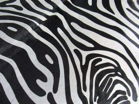 Upholstery Zebra Cowhide Rug (beautiful but has a stitch, neck is a bit darker and very short hair) Size: 7x6 feet C-1577