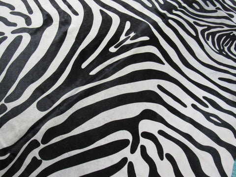 Upholstery Zebra Cowhide Rug (beautiful but has a stitch, neck is a bit darker and very short hair) Size: 7x6 feet C-1577