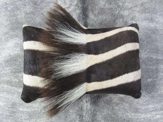 Zebra Neck Pillow 16x10 inches Real Burchell's Zebra Leather Pillow - Made in USA