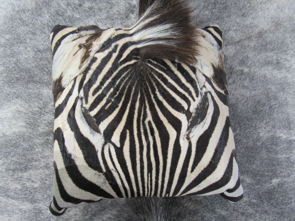 Zebra Face Pillow 13x13 inches Real Burchell's Zebra Leather Pillow - Made in USA