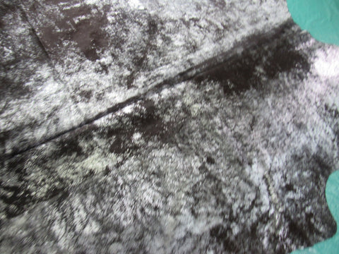 Natural Dark Cowhide Rug with Silver Metallic Splatter Size: 7x6 feet C-1588