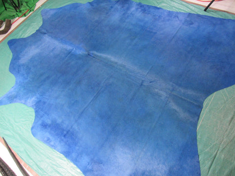 Dyed Light Blue Cowhide Rug - Size: 8' x 7' C-1590