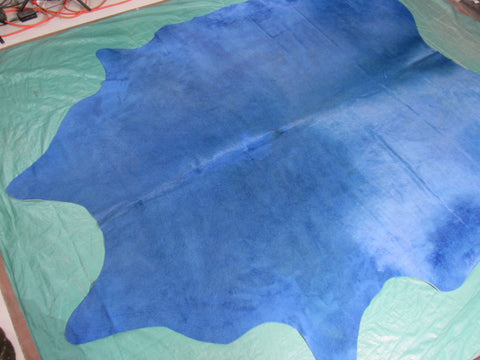 Dyed Light Blue Cowhide Rug - Size: 8' x 7' C-1590