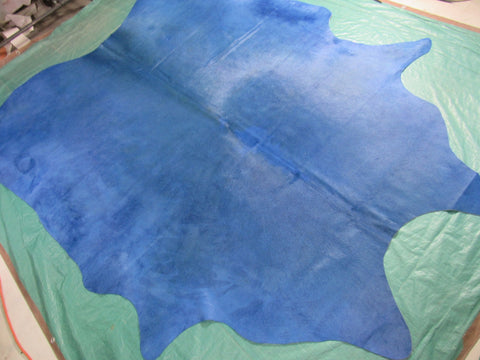 Dyed Light Blue Cowhide Rug - Size: 8' x 7' C-1590