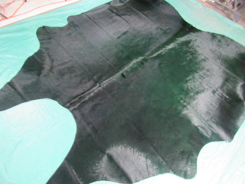 Dark Emerald Green Dyed Cowhide Rug Size: 7 1/4' x 7' C-1591