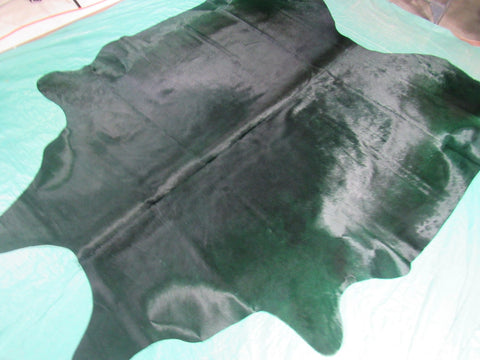 Very Dark Emerald Green Dyed Cowhide Rug Size: 7' x 6 3/4' C-1593