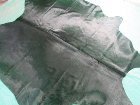 Very Dark Emerald Green Dyed Cowhide Rug Size: 7' x 6 3/4' C-1593