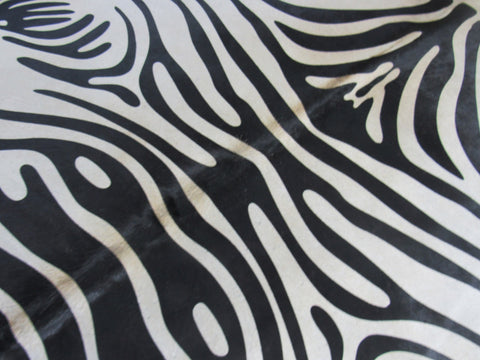 Nice Zebra Print Cowhide Rug (background is beige, darker dorsal line) Size: 6.5x6 feet M-1086