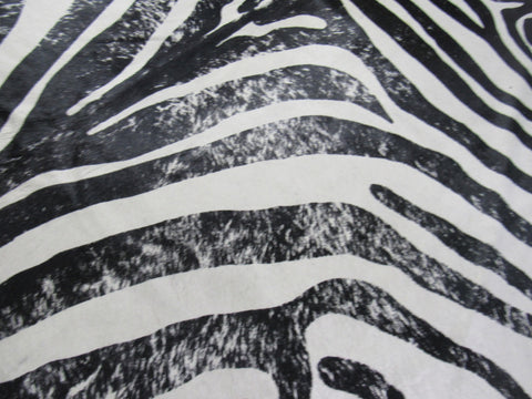 Distressed Zebra Print Cowhide Rug (nice white background) Size: 7.5x6.5 feet M-1098