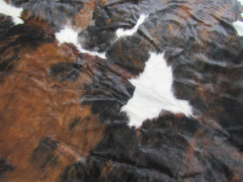 Tricolor Cowhide Rug (fire brand) Size: 6 1/2x6 3/4 feet M-1109