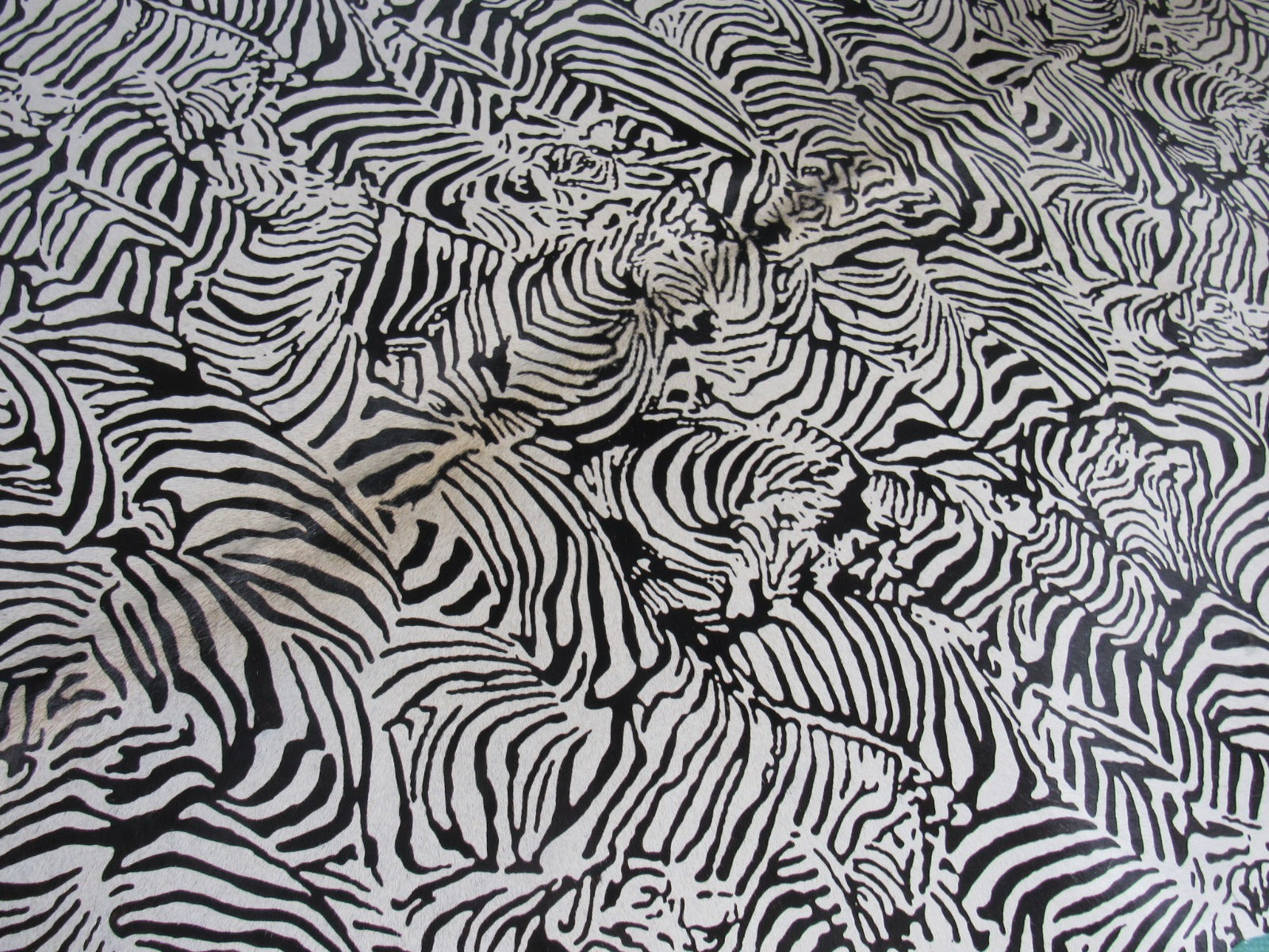 Zebra Pattern Printed Cowhide Rug Size: 7x5 1/4 feet M-1125