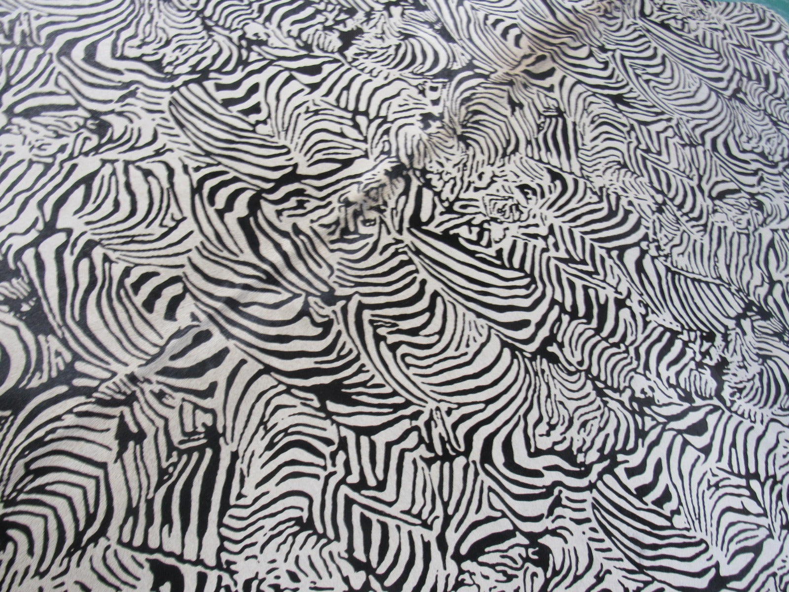 Zebra Pattern Printed Cowhide Rug Size: 7x5 1/4 feet M-1125
