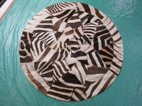 Zebra Patchwork Rug (40" diameter) M-1140