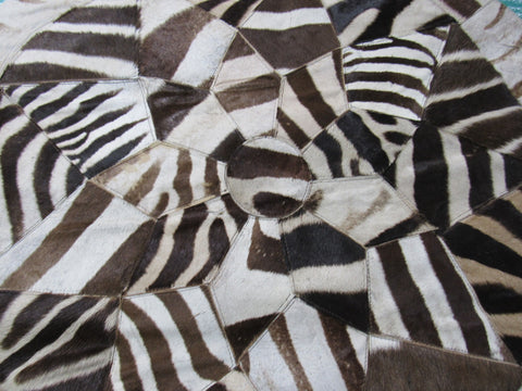 Zebra Patchwork Rug (40" diameter) M-1140