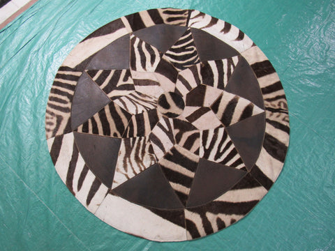 Zebra Patchwork Rug (39" diameter) M-1141