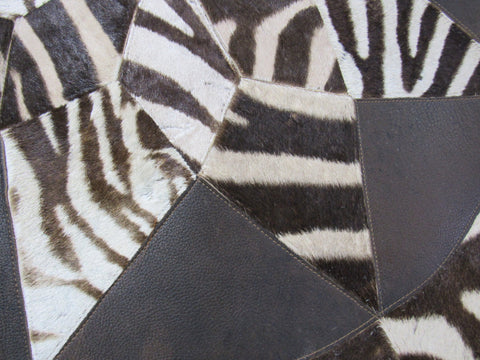 Zebra Patchwork Rug (39" diameter) M-1141