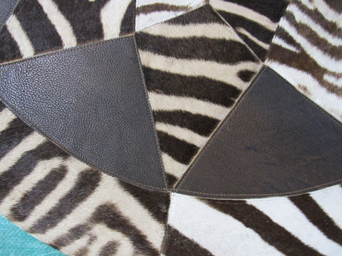 Zebra Patchwork Rug (39" diameter) M-1141