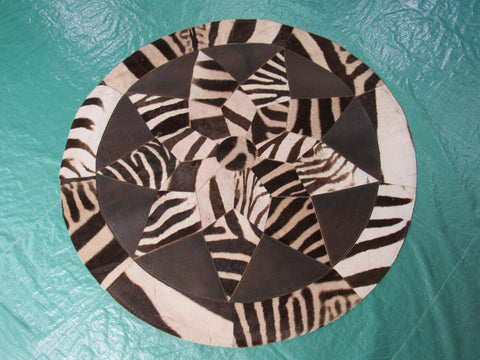 Zebra Patchwork Rug (39" diameter) M-1141