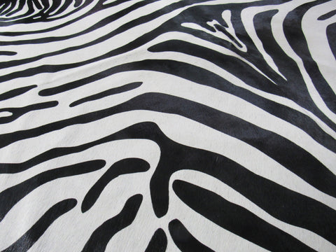 Zebra Print Cowhide Rug Size: 7' X 5 3/4' Black/Grey Upholstery Zebra Cowhide Rug K-203