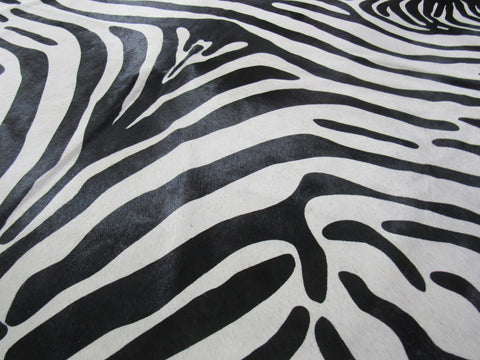 Zebra Print Cowhide Rug Size: 7' X 5 3/4' Black/Grey Upholstery Zebra Cowhide Rug K-203