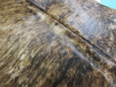 Brown Brindle Cowhide Rug with White Belly - Size: 7 1/4x6 1/4 feet O-1031