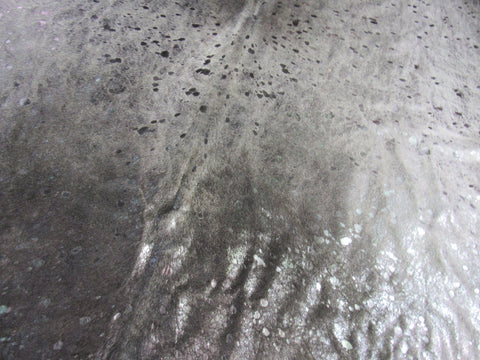 Huge Grey Cowhide Rug with Lead Metallic Acid Washed Size: 7 1/2x6 3/4 feet O-1038