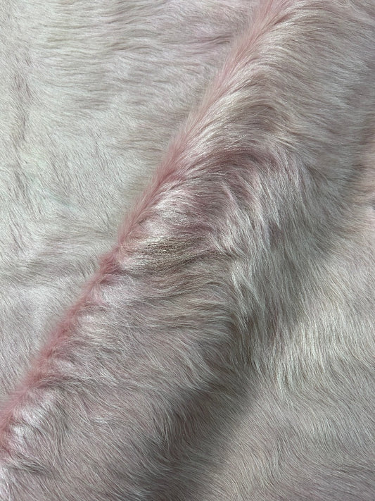 Light Pink Dyed Cowhide Rug (longish hair) Size: 6.5x7 feet C-1871