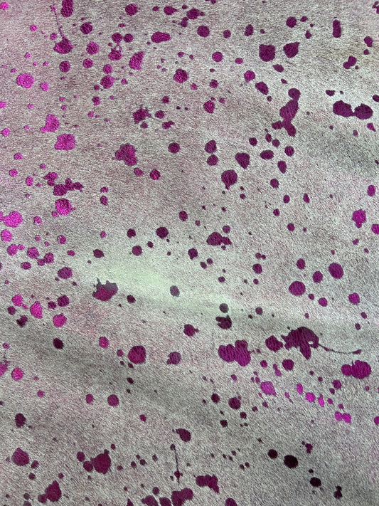 Pink Metallic Cowhide Rug Size: 7x6.7 feet C-1872