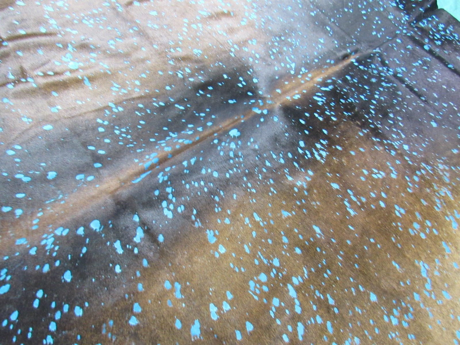 Dark Brown with Blue Acid Wash Devore Cowhide Rug - Size: 7 3/4x6 3/4 feet K-191a