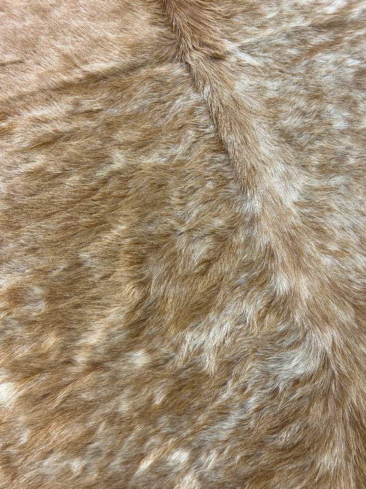 Gorgeous Long Hair Beige Brindle Cowhide Rug (two tone) Size: 6x6.2 feet C-1883