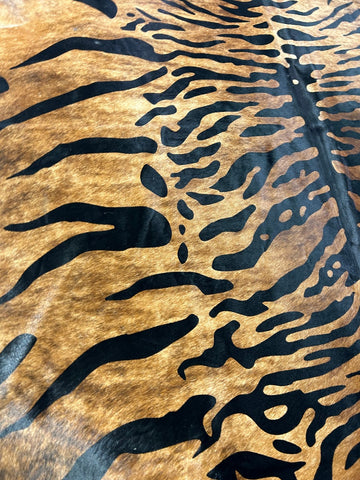Siberian Tiger Printed Medium Brindle Cowhide Rug Size: 7.7x7 feet C-1897
