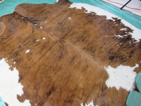 Tricolor Cowhide Rug (predominantly brown tones) Size: 7 3/4x6 feet K-218a