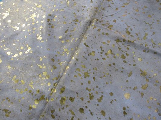 Medium Gold Metallic Cowhide Rug Size: 5x5 feet M-1162